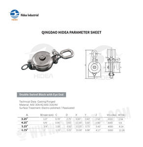 Bloque de elevación HIDEA de acero inoxidable con doble pivote y ojo, forjado marino para cargas pesadas, para construcción - Product Image 2