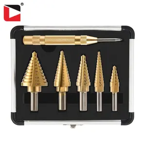 Hss 6Pcs Titanium Stap Boor Set Met Center Punch