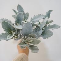 Feuille d'argent floquée en soie chrysanthème plante verte artificielle-feuilles pliables petites branches pour décorations de Pâques