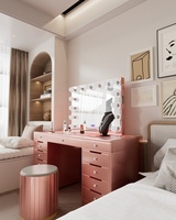 Commode moderne Docarelife en or rose avec ampoules, panneau en MDF pour chambre à coucher, salon et hôtel