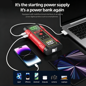 เครื่องจั๊<span class=keywords><strong>ม</strong></span>พ์สตาร์ทแบตเตอรี่รถยนต์แบบพกพา 12V 6000-16000mAh ชาร์จเร็ว สำหรับรถ SUV และรถบรรทุก - Product Image 5