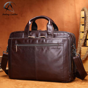 Andong Genuine Cow Leather <b>Men</b> Briefcase Business 14-inch Laptop Messenger <b>Bag</b> Retro Classical Large Shoulder Travel <b>Bags</b> - Product Image 1