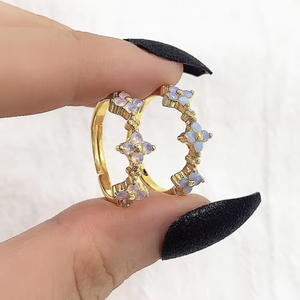 Hot Sale Korean Blue Zirkonia 18 Karat vergoldet verstellbare Blumen ringe - Product Image 1