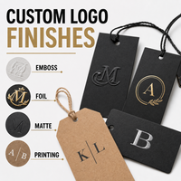 Étiquettes volantes personnalisées en papier pour la mode avec logo de marque de vêtements imprimé en relief et fil métallisé (forme personnalisée)