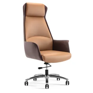 Silla giratoria de oficina ergonómica jefe de cuero de lujo moderna directa de fábrica al por mayor sillas de conferencia de estudio en casa