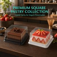 Boîte à gâteau carrée transparente en PET jetable, boîte à dessert en plastique de qualité alimentaire, emballage pour pâtisserie à emporter, vente en gros