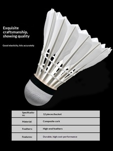 Volants de <span class=keywords><strong>badminton</strong></span> WAVAW Counterattacker Y9 authentiques en plumes d'oie et liège, 2 couches, vitesse 78, pour entraînement, vol durable et stable, pack - Product Image 2