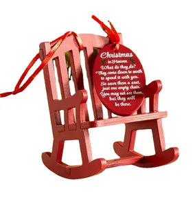 Maison de poupées 1: 12 Mini meubles modèle miniature en bois artisanal Petite chaise berçante Décorations de Noël une chaise + tag Set