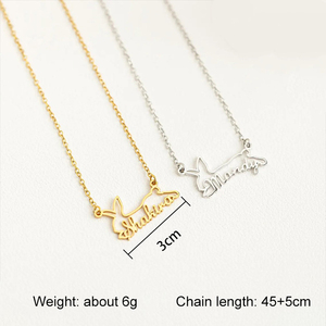 Nouveau Collier Personnalisé avec Pendentif Prénom en Acier Inoxydable Plaqué Or, Bijou Lettre Personnalisée, Design Animal Chien, Pendentif Mots Creux - Product Image 2