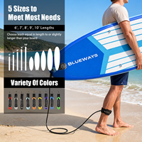 Laisse de surf droite 10 pieds, corde de jambe flottante à faible résistance avec manchette rembourrée et pivot, 7 couleurs pour le SUP et le surf