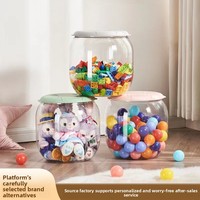 Seau de rangement multifonctionnel créatif transparent en PP+PET, tabouret, jouets en peluche pour enfants, poupées, organisateur de salon