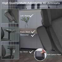 Tissu de chaise de jeu ergonomique en métal 4D pour adultes, gris foncé, à dossier haut inclinable, grand et confortable, pour bureau, professionnel