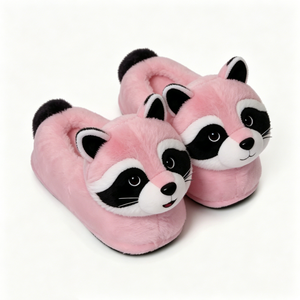 Pantuflas de Mapache Suaves y Esponjosas Personalizadas, Lindas Pantuflas de Mapache de Dibujos Animados, Adorables Pantuflas de Mapache para Mujer - Product Image 3