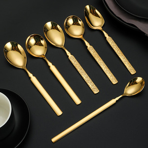 Cuchara de acero inoxidable 304 con diseño ovalado de glaciar, mango largo, duradera, para sopa y fiestas. - Product Image 3