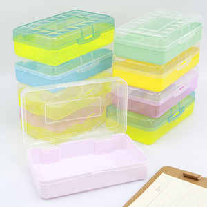Recycled Pen Plastic Plastic Supplies Kids Recycled Transparent Pencil Case Office Pen Art Craft Organizer Apple Pencil Case School Storage Box Plastic