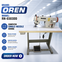 Machine à coudre industrielle informatisée OREN, machine à coudre le cuir synchronisée avec couteau de découpe RN-0303DD