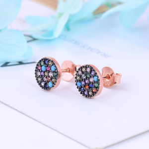 Boucles <span class=keywords><strong>d</strong></span>'oreilles en argent sterling 925 de luxe, style saoudien, serties de pierres multicolores, or <span class=keywords><strong>rose</strong></span> - Product Image 5