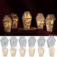 KY DIY cristal resina epoxi Halloween ataúd ahuecado huevo luz silueta molde de silicona