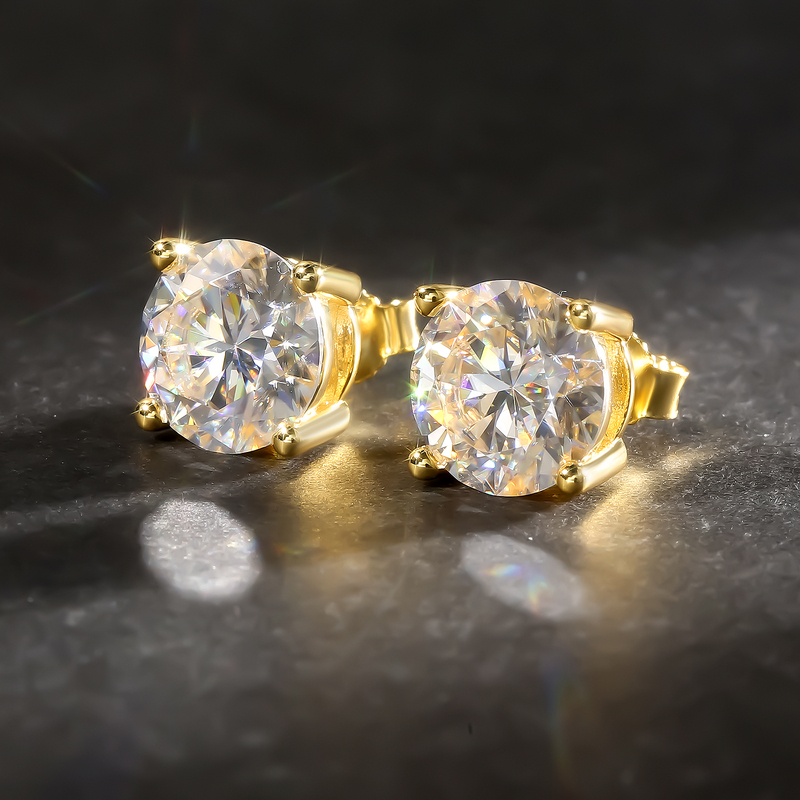 Moissanite Halo Stud 1 0ct 14K
