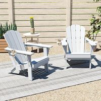 Ensemble de 2 chaises Adirondack modernes réglables en HDPE, blanches |   Supports de téléphone pliables inclinables à 3 positions, portables, résistants aux intempéries