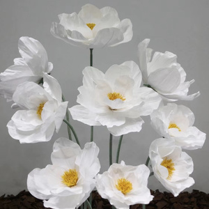 Grandi <span class=keywords><strong>fiori</strong></span> decorativi alti Set di <span class=keywords><strong>fiori</strong></span> di papavero di Organza di peonia di carta per la decorazione della festa nuziale - Product Image 4