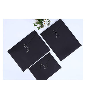 Lot de 50 enveloppes à boutons en papier noir, format A4/A5/C5, avec ficelle et logo en aluminium doré, vente en gros - Product Image 4