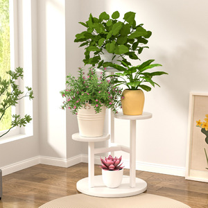 Multilayer Flower Pot Stand Round Wrought Iron Floor Standing Living Room Indoor Plant Display Rack - Product Image 3
