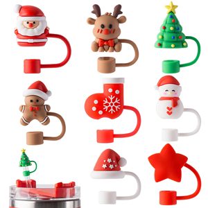 Fundas de Silicona Navideñas para Vasos, Tapas Protectoras para Pajitas de 10 mm (0.4 pulgadas), Accesorios para Pajitas - Product Image 1