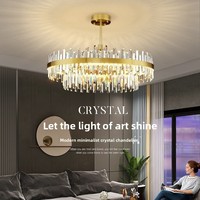 Lámpara de Techo Moderna de Lujo Ligero con Cristales y LED Blanco Cálido para Sala de Estar y Dormitorio Principal