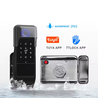 Haute qualité Tuya Wifi IP65 alimenté par batterie empreinte digitale serrure de jante intelligente pour porte d'entrée NFC porte loquet électrique serrure de jante de porte
