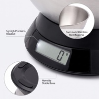 Balance de cuisine numérique intelligente multi-unités en acier inoxydable, ronde, 5 kg, 1 g, avec écran LCD, pour la cuisson et la préparation des aliments