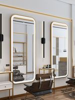 2023 plus récent miroir de barbier debout pour équipement de Salon coiffure lumière LED Salon miroirs muraux ronds