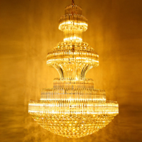 DUOMEIJU Lustre Contemporain de Luxe Moderne Nordique pour Hôtel, en Chrome et Cristal, Grand Lustre de Mosquée à LED