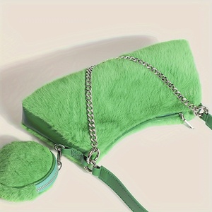 Bolso de Mano de Peluche Rosa con Logotipo Personalizado, Bolso de Hombro de Piel Sintética al por Mayor, Bolso Cruzado de Peluche Moderno con <span class=keywords><strong>Monedero</strong></span> - Product Image 4