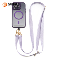Longe violette réglable de vente chaude avec mini pochette ronde détachable, sangle de logo personnalisé pour téléphone, clés, ID
