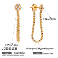 Boucles d'oreilles en acier inoxydable ChuYao avec pampilles en forme de trèfle pour femmes, zircon blanc, plaqué or 18 carats, bijoux de mode, collection en gros