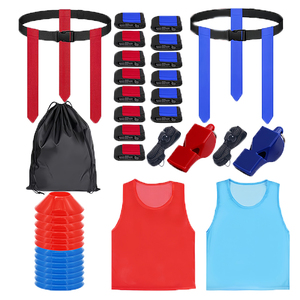 Ensemble de flag <span class=keywords><strong>football</strong></span> MAICCA pour jeunes et adultes, ceintures et drapeaux pour l'<span class=keywords><strong>entraînement</strong></span>, 45 pouces de circonférence, matériau PE/Nylon/Plastique, rouge/bleu/noir - Product Image 1