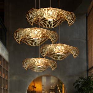 Chinese Style Bamboo Chandelier Round E27 LED Pendant <b>Light</b> For Tea Room Zen Living <b>Space</b> - Product Image 2
