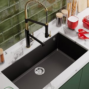 Évier de cuisine sous plan, grand bac unique en quartz, facile à nettoyer pour la vaisselle domestique - Product Image 1
