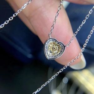 Xinfly 18K Gold 0.23CT Natural Yellow Diamond Heart Shape Pure Charm Chain Pendant for <b>Couples</b> Necklace Custom - Product Image 2