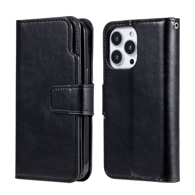 Flip PU Leather Wallet Cases With 9 Card Holder Kickstand Magnetic Pocket Purse Case for iPhone 15 Pro Max 14 Plus 13 Mini 12 11