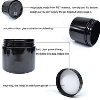 50g 60g 80g 100g 120g 150g 200g 250g 500g Rundes schwarzes Kosmetik-Plastikglas Langlebiges auslaufsicheres PET-Cremeglas