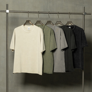 100% algodón lavado ácido personalizado de gran tamaño peso pesado Curling Boxy Fit camiseta Drop Shoulder Boxy camiseta recortada para hombres - Product Image 2