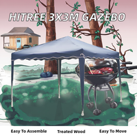 Gazebo instantané 3x3M, tente portable d'extérieur, sac de transport, piquets, cordes, PVC, cadre en fer enduit de poudre, imperméable, écran LED, résistant au vent