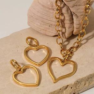 Colgante de corazón, collar de cadena de eslabones, joyería de acero inoxidable, chapado en oro de 18 quilates, joyería de moda para mujer - Product Image 3