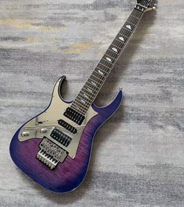 Guitarra Eléctrica Ibz para Zurdos de 7 Cuerdas con Doble Bloqueo de Trémolo, Acabado Degradado Morado, Pastillas HH S HH para Tonos Bajos Profundos - Product Image 6