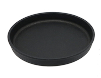 Plaque de service ronde en fonte épaisse pré-culottée pour la restauration, idéale pour les steaks, avec logo personnalisé OEM, ustensile de cuisson professionnel