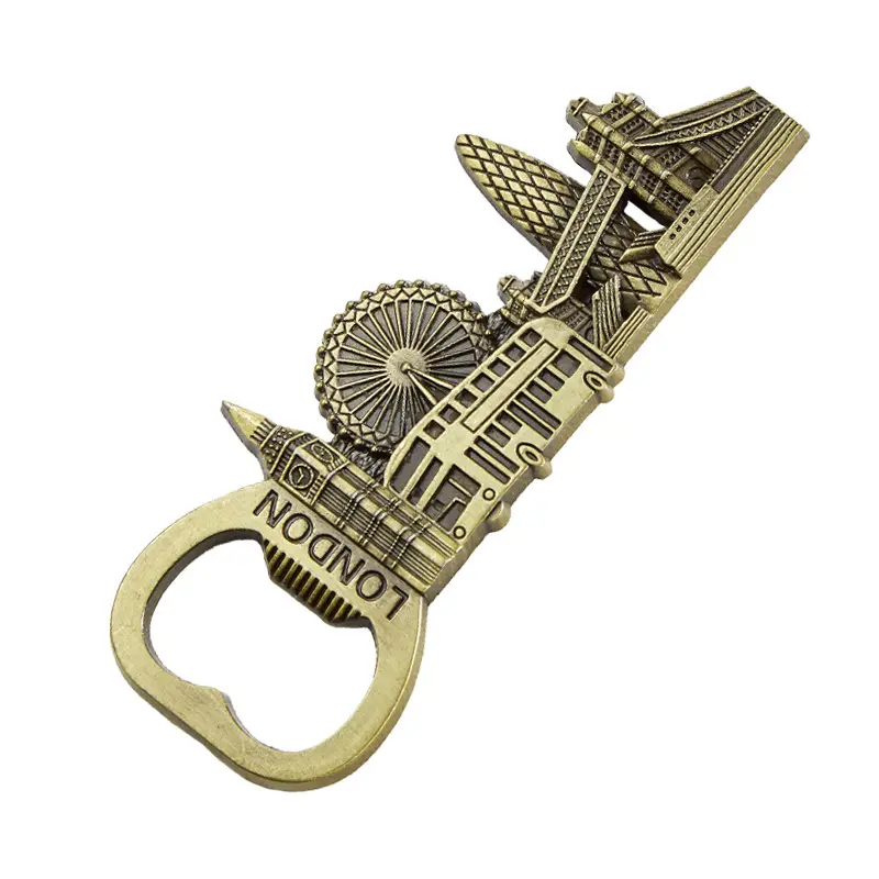 Londen Stad Koelkast Magneet Souvenirs Logo Metalen Custom 3d Bier Flesopener Magneet