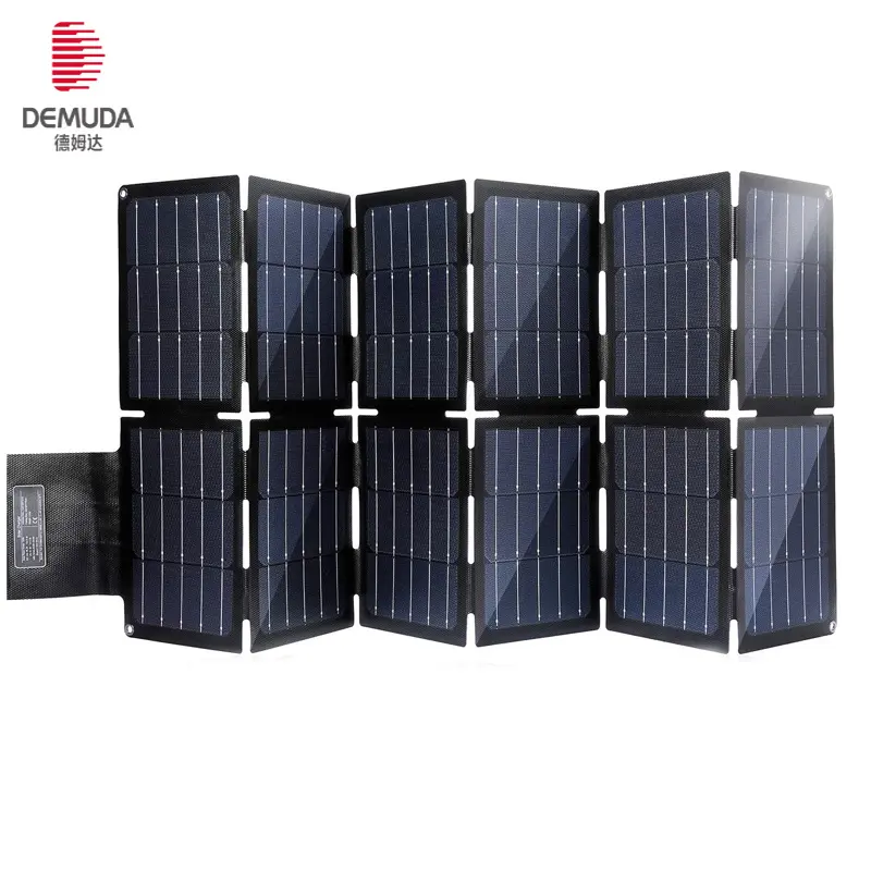 100 واط 50 واط لوحة شمسية مرنة قابلة للطي من DEMUDA مكونة من 12 لوحًا لمحطة الطاقة المحمولة