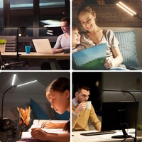 Lampe de table flexible à col de cygne réglable, protection oculaire, lampe de lecture pour architecte, double éclairage de travail LED